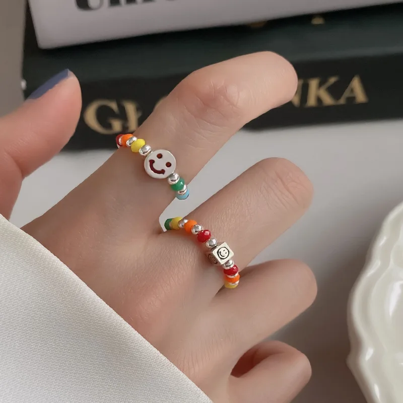 New Trendy Elegant Rainbow Colorful Beads Lucky Smile Face Rings For Women Student Charms Fashion Jewelry Free Shipping 2022
New Trendy Elegant Rainbow Colorful Beads Lucky Smile Face Rings For Women Student Charms Fashion Jewelry Free Shipping 2022