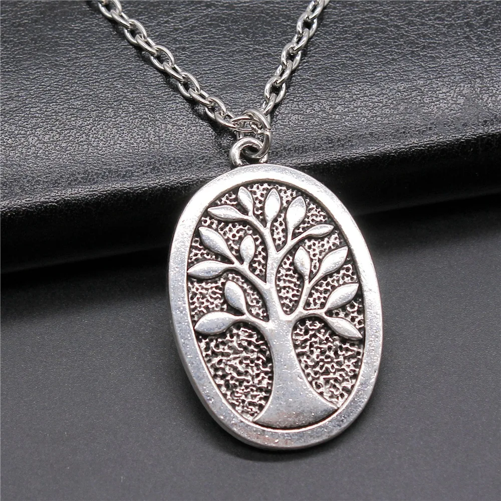 Fashion Vintage Antique Silver Color 25x38mm Life Tree Pendant Necklace For Women Men Long Chain Trendy Jewelry Accessories
Fashion Vintage Antique Silver Color 25x38mm Life Tree Pendant Necklace For Women Men Long Chain Trendy Jewelry Accessories