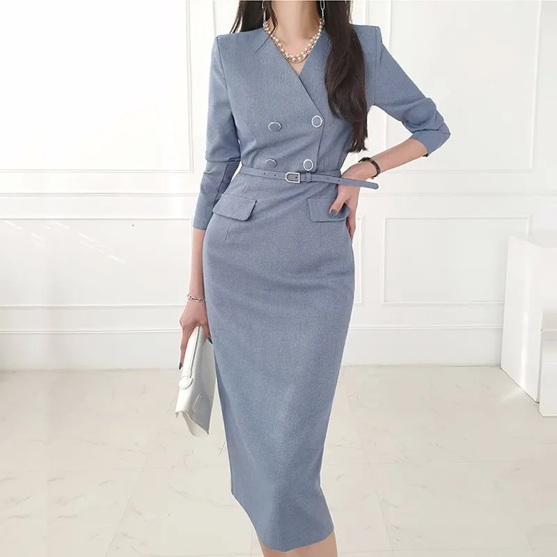 Женское офисное облегающее платье-миди, длинное двубортное офисное платье-карандаш с V-образным вырезом и поясом, весна-лето 2023
Женское офисное облегающее платье-миди, длинное двубортное офисное платье-карандаш с V-образным вырезом и поясом, весна-лето 2023