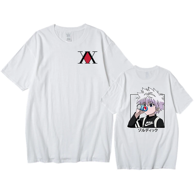 Летние топы унисекс, Забавный мультяшный Hunter X Hunter Killua футболка с графикой, свободная винтажная мужская одежда в стиле хип-хоп
Летние топы унисекс, Забавный мультяшный Hunter X Hunter Killua футболка с графикой, свободная винтажная мужская одежда в стиле хип-хоп