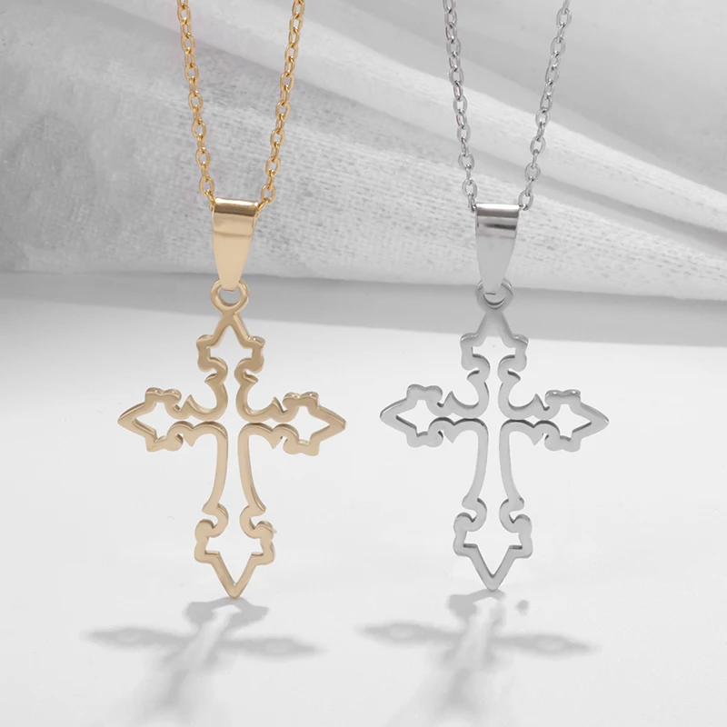 High Quality Delicate Hollow Cross Pendant Punk Fashion Stainless Steel Cross Necklace Daily Accessories for Men and Women
High Quality Delicate Hollow Cross Pendant Punk Fashion Stainless Steel Cross Necklace Daily Accessories for Men and Women