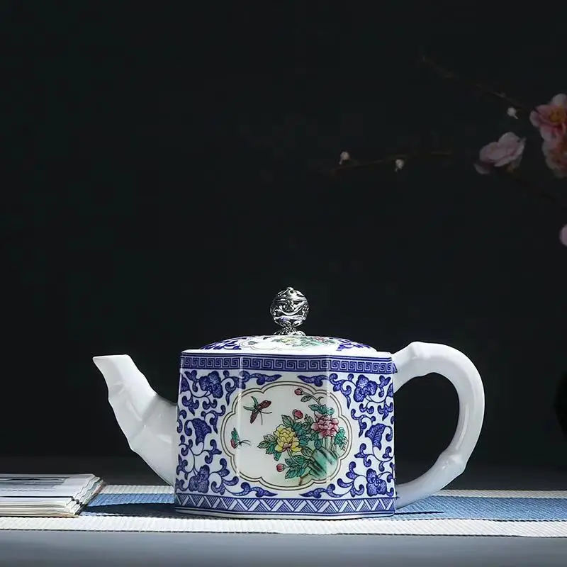

Jingdezhen Blue and White Porcelain Teapot Puer Tea Service Painted Ceramic Tea Maker Teapots to Boil Water pot Coffee Cups Bar