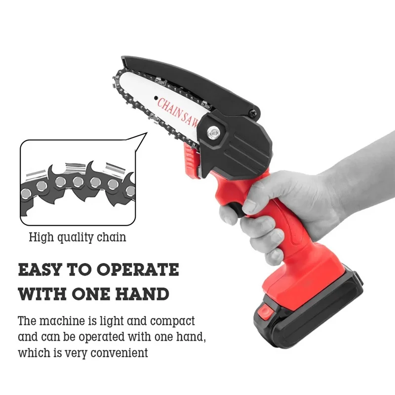 Portable Mini Electric Chain Saw Rechargeable Multipurpose One-handed Chain Saw For Garden Trimming Woodworking Machines
Portable Mini Electric Chain Saw Rechargeable Multipurpose One-handed Chain Saw For Garden Trimming Woodworking Machines