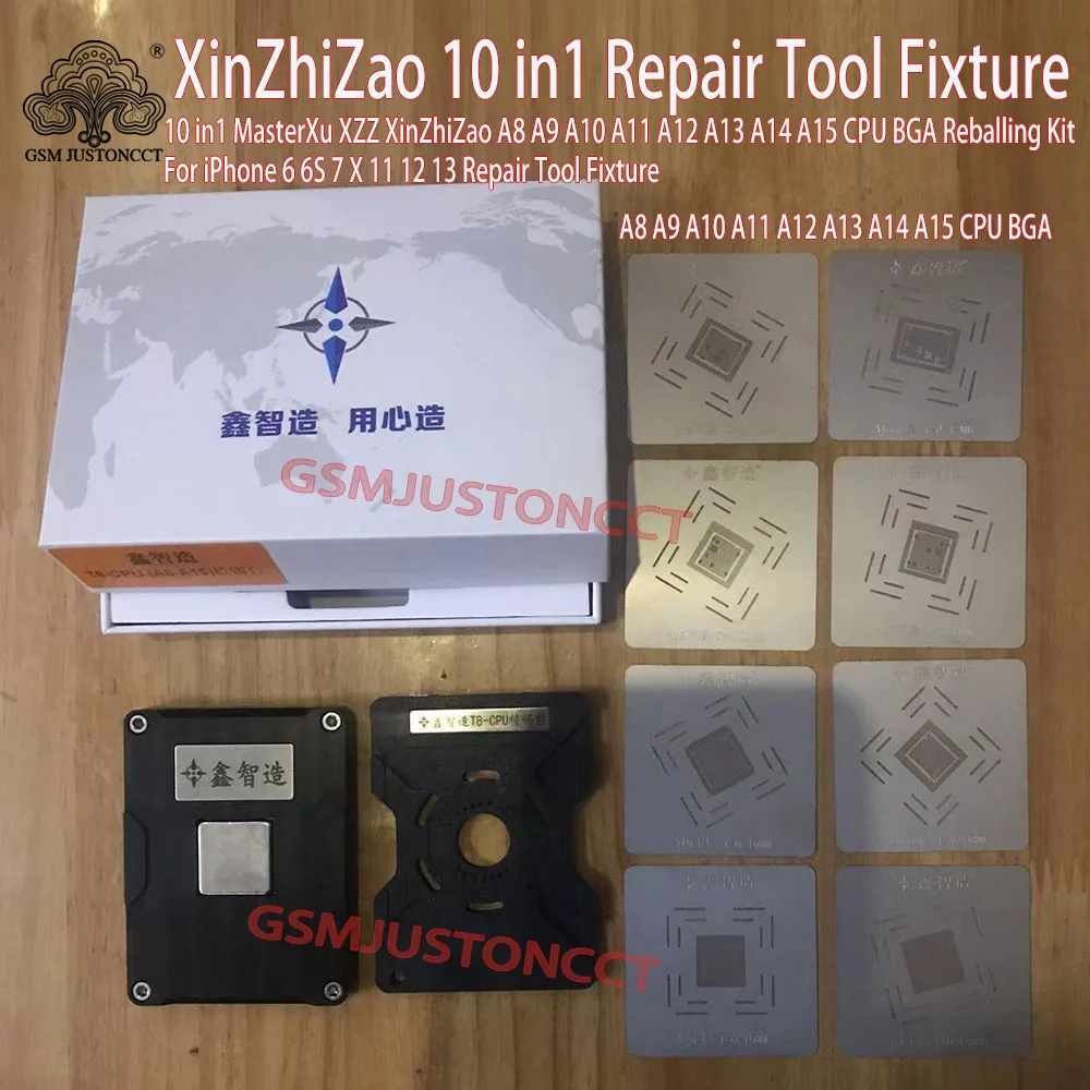 10in1 MasterXu XZZ XinZhiZao A8A9 A10 A11 A12 A13 A14 A15 CPU BGA Reballing Kit for iPhone 6 6S 7 X 11 12 13 Repair Tool Fixture
10in1 MasterXu XZZ XinZhiZao A8A9 A10 A11 A12 A13 A14 A15 CPU BGA Reballing Kit for iPhone 6 6S 7 X 11 12 13 Repair Tool Fixture