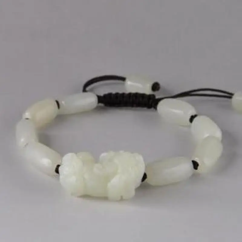 Белый нефритовый браслет Pixiu для мужчин и женщин, регулируемые браслеты фешуй из нефрита, для исцеления, защиты богатства, на удачу 
Белый нефритовый браслет Pixiu для мужчин и женщин, регулируемые браслеты фешуй из нефрита, для исцеления, защиты богатства, на удачу