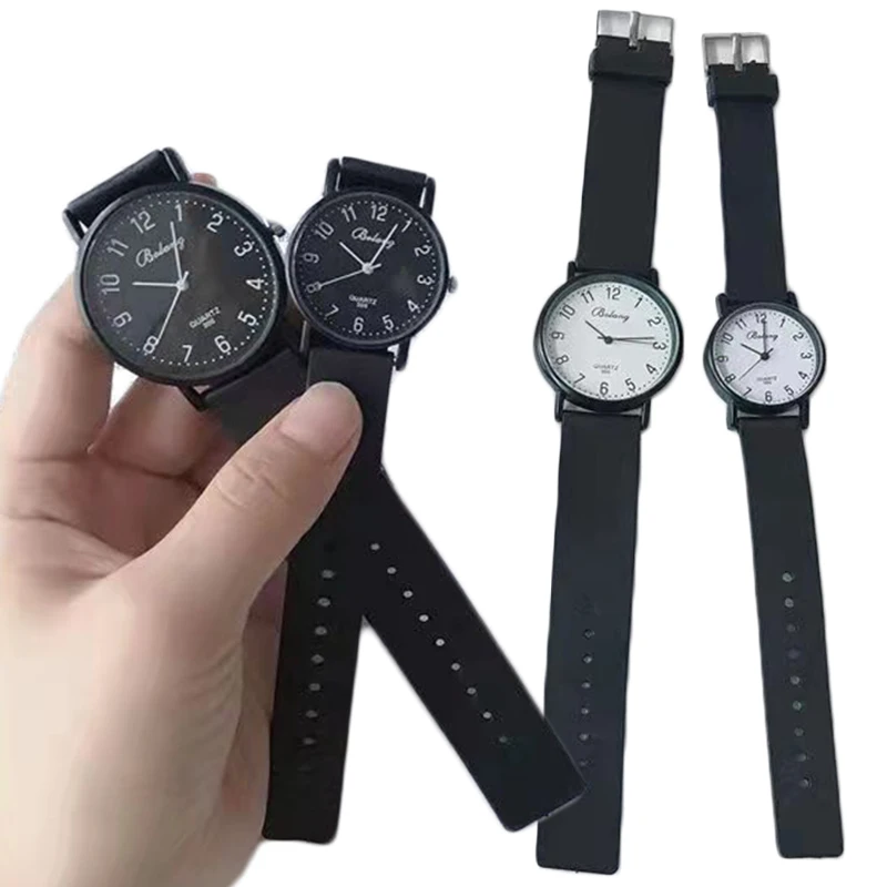 

1Pair Soft Silicone Strap Jelly Quartz Watch Wristwatches Women Men Lovers relogio miler Simple watches Black White Couple watch