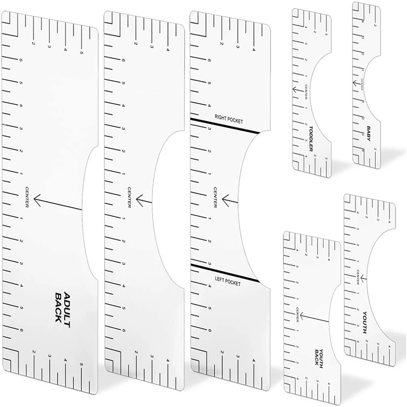 7 Pcs Tshirt Ruler, Graphics T-Shirt Ruler Guide White Tshirt Ruler Guide for Vinyl, PVC Tshirt Ruler for Heat Press
7 Pcs Tshirt Ruler, Graphics T-Shirt Ruler Guide White Tshirt Ruler Guide for Vinyl, PVC Tshirt Ruler for Heat Press