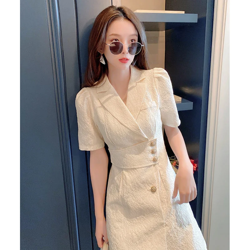 Temperament Suit Fashion Party Dresses Gown Elegant 2022 New Summer Midi Dress Lapel Single Breasted Skirt Korean Women's Wear
Temperament Suit Fashion Party Dresses Gown Elegant 2022 New Summer Midi Dress Lapel Single Breasted Skirt Korean Women's Wear