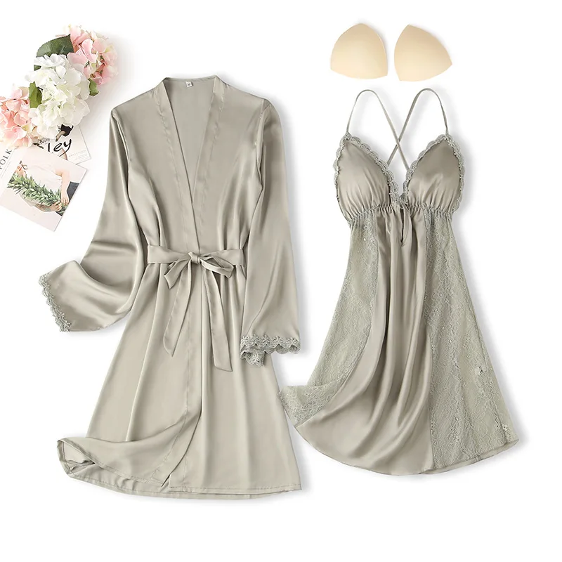 Green Robe Set Women Sexy Home Clothing V-Neck Intimate Lingerie Lace Spring Summer Wedding Nightgown Casual Satin Nightwear
Green Robe Set Women Sexy Home Clothing V-Neck Intimate Lingerie Lace Spring Summer Wedding Nightgown Casual Satin Nightwear