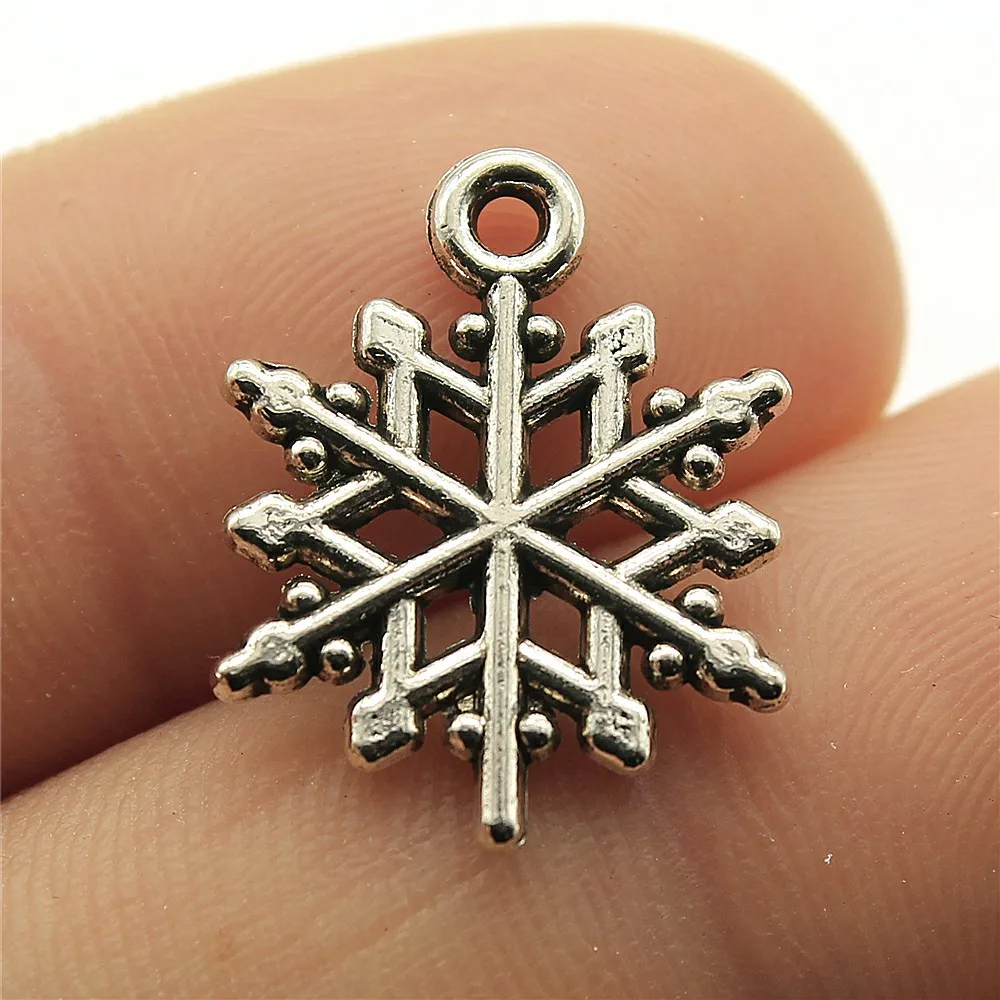 

150pcs 19x15mm Charms Wholesale Christmas Snowflake Snow Antique Silver Color DIY Handmade Jewelry