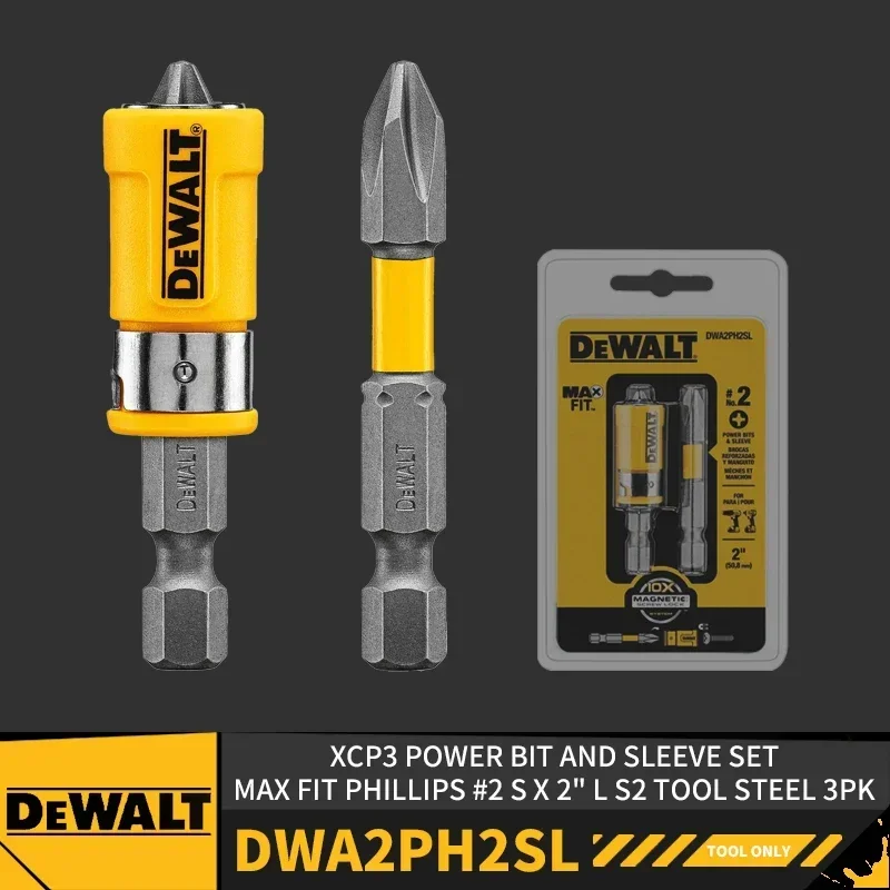 Набор бит и втулок DEWALT DWA2PH2SL XCP3, максимальная посадка, Phillips #2 S X 2 "L S2, инструмент из стали, 3PK, аксессуары для дрели 
Набор бит и втулок DEWALT DWA2PH2SL XCP3, максимальная посадка, Phillips #2 S X 2 "L S2, инструмент из стали, 3PK, аксессуары для дрели