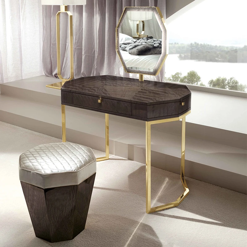 Italian style light luxury dressing table bedroom large family combination mirror villa stainless steel port style high-end desi
Italian style light luxury dressing table bedroom large family combination mirror villa stainless steel port style high-end desi
