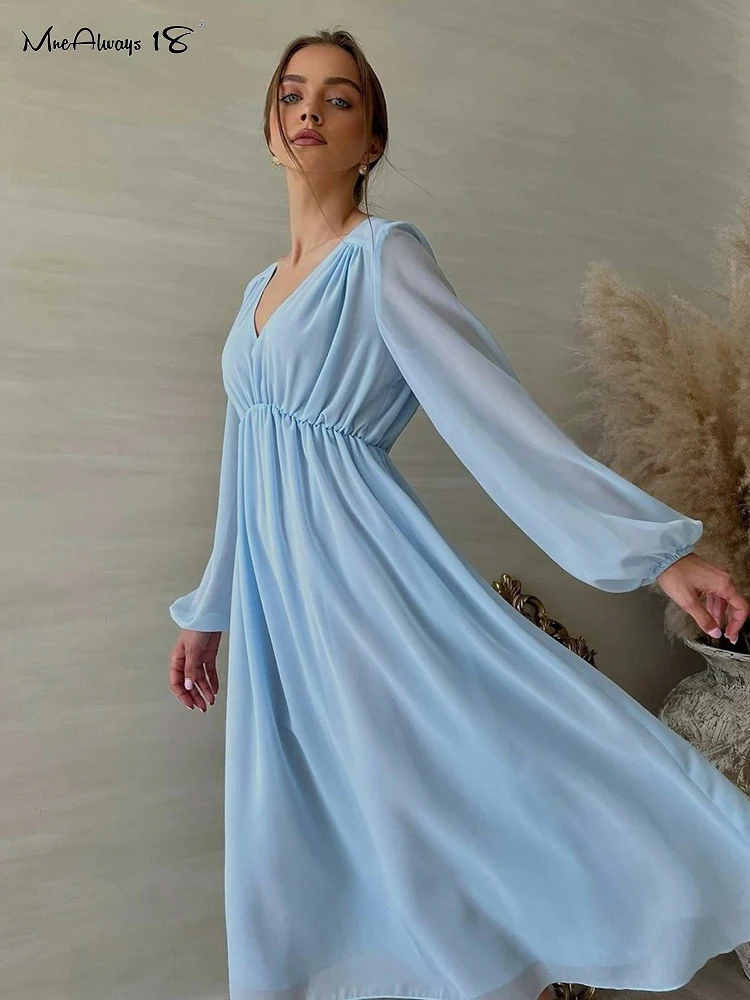 Mnealways18 Elegant Chiffon Dress Woman Flowing Puff Slevees Midi Dress Autumn Transparent Soft Female A-Line Dress Romatic 2022
Mnealways18 Elegant Chiffon Dress Woman Flowing Puff Slevees Midi Dress Autumn Transparent Soft Female A-Line Dress Romatic 2022