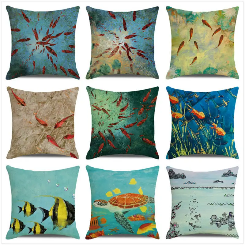 Sea Animals Printed Cushion Cover 45x45cm Seaside Style Home Decoration Pillow Cover Goldfish Turtle Mermaid Pattern Pillowcases
Sea Animals Printed Cushion Cover 45x45cm Seaside Style Home Decoration Pillow Cover Goldfish Turtle Mermaid Pattern Pillowcases