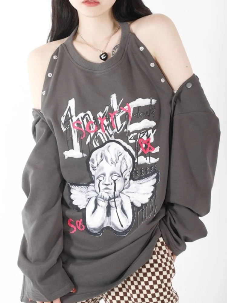 Off Shoulder Halter Y2k Clothes Cartoon Print Casual Loose Vintage T Shirts Spring Autumn Long Sleeve Punk Gothic Tops Women
Off Shoulder Halter Y2k Clothes Cartoon Print Casual Loose Vintage T Shirts Spring Autumn Long Sleeve Punk Gothic Tops Women