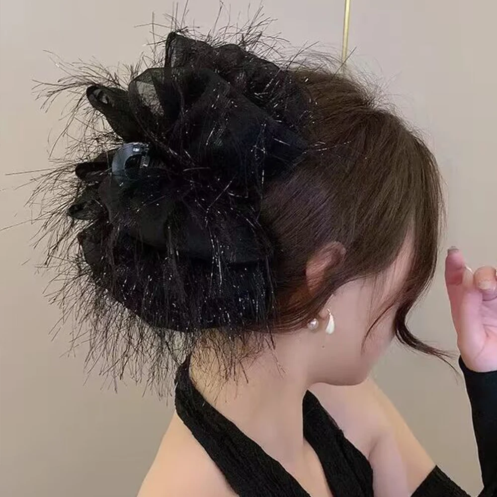 

Большая яркая шелковая бахрома бант заколка-краб для волос цветок бант аксессуары для волос