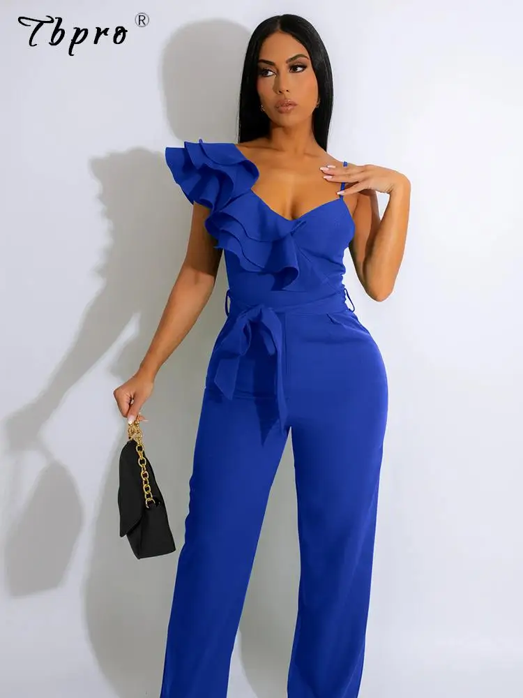 Women Chic Ruffle Sleeveless Jumpsuits Female Sexy V Neck Bandage Straight Bodysuits 2023 Casual High Street Lace Up Rompers
Women Chic Ruffle Sleeveless Jumpsuits Female Sexy V Neck Bandage Straight Bodysuits 2023 Casual High Street Lace Up Rompers