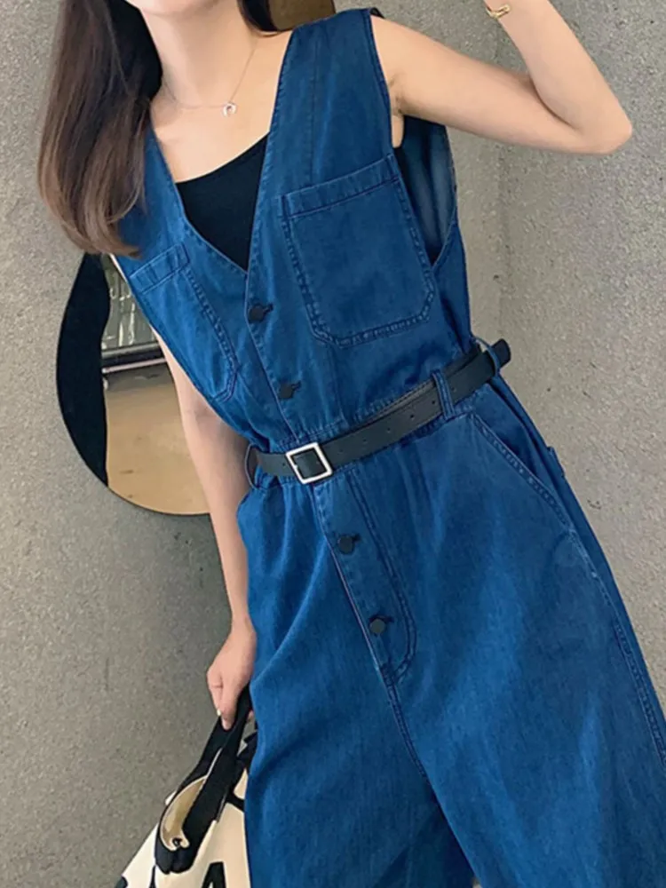 Summer Casual Elegant Women Denim Jumpsuit Ladies Slim Vintage Sleeveless Fashion Playsuit Rompers Femme Business Party Overalls
Summer Casual Elegant Women Denim Jumpsuit Ladies Slim Vintage Sleeveless Fashion Playsuit Rompers Femme Business Party Overalls