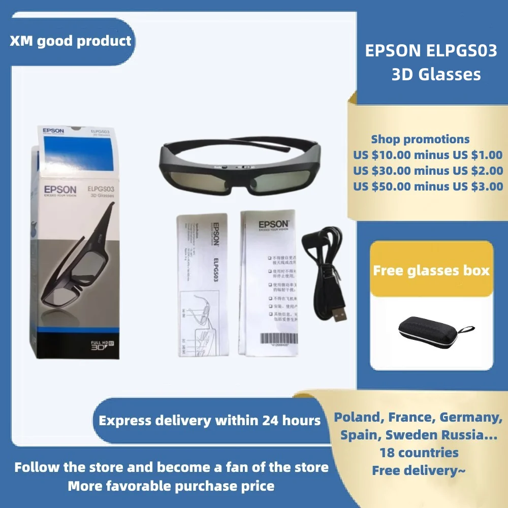 ELPGS03 Passive 3D Glasses for EPSON 3D 4K Home Projector Projection System USB Rechargeable
ELPGS03 Passive 3D Glasses for EPSON 3D 4K Home Projector Projection System USB Rechargeable