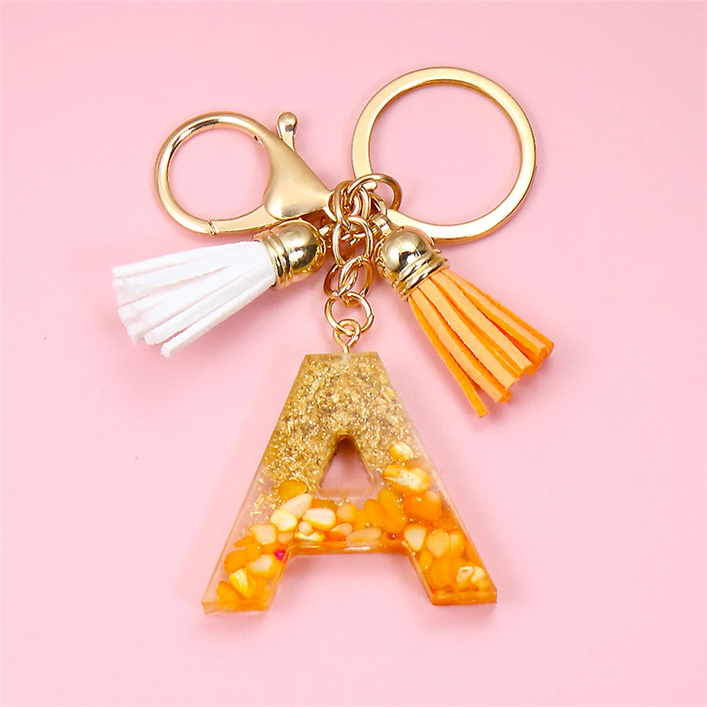 Tassel Gold Foil A-Z 26 Letter Pendent Keychain for Women Orange Resin Keyrings Girls Bag Ornamant Accessories Charms Gifts
Tassel Gold Foil A-Z 26 Letter Pendent Keychain for Women Orange Resin Keyrings Girls Bag Ornamant Accessories Charms Gifts