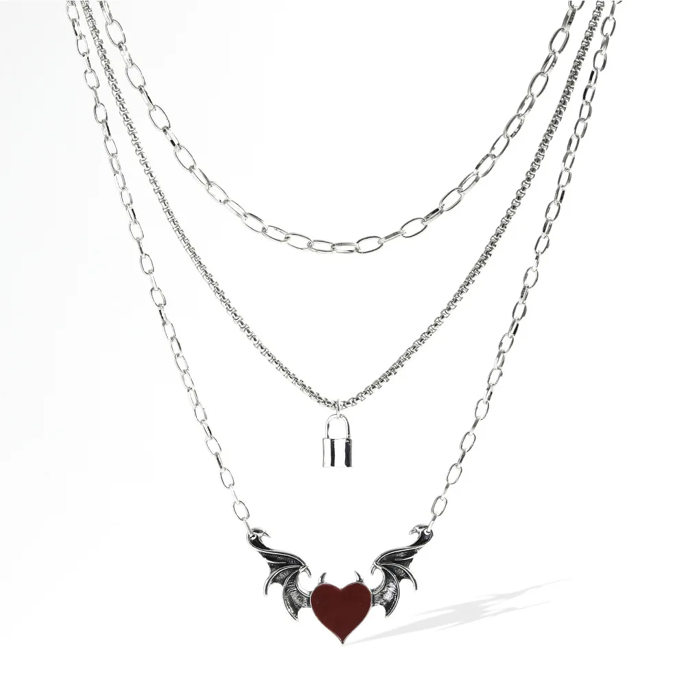 Gothic Korean Fashion Bat Wings Heart Love Female Pendant Necklace for Punk Women Batwing Necklaces Party Jewelry Set
Gothic Korean Fashion Bat Wings Heart Love Female Pendant Necklace for Punk Women Batwing Necklaces Party Jewelry Set