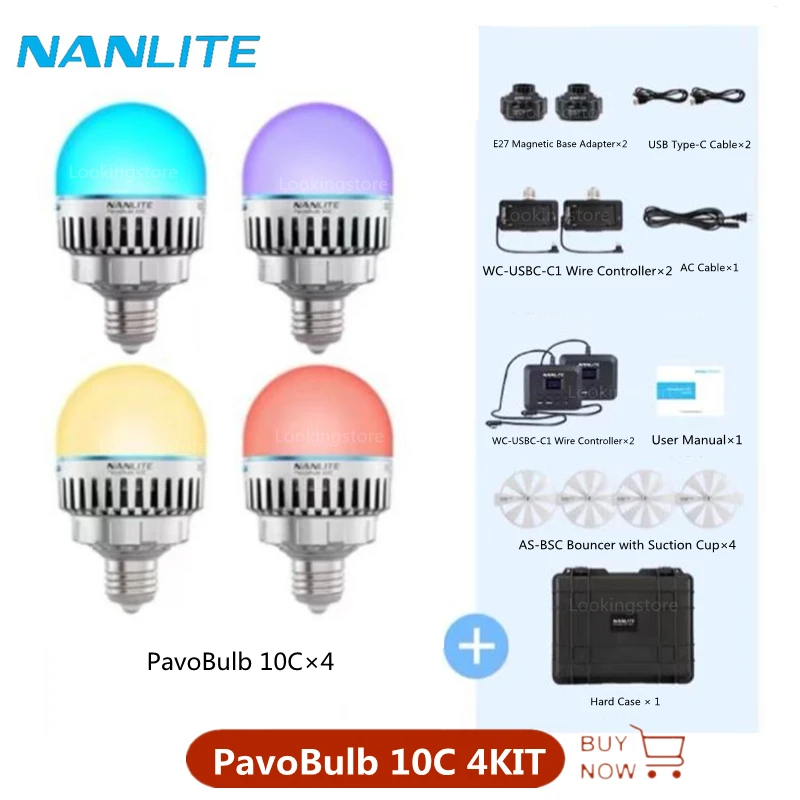 Nanlite PavoBulb 10C 4Pcs/Kit RGB LED Smart Light Bulb Photography Fill Light with Magnetic Base Adapter/Wire Controller/Case
Nanlite PavoBulb 10C 4Pcs/Kit RGB LED Smart Light Bulb Photography Fill Light with Magnetic Base Adapter/Wire Controller/Case