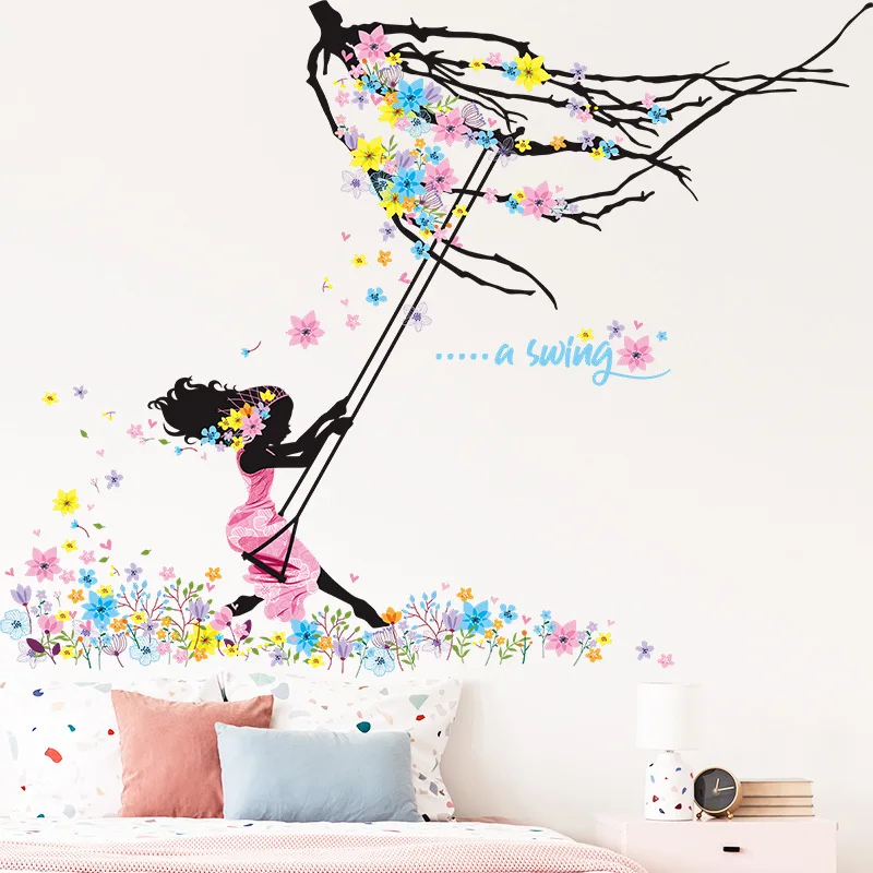 Romantic Floral Fairy Swing Wall Stickers For Kids Room Wall Decor Bedroom Living Room Girls Room Art Decal Mural Wall Paper
Romantic Floral Fairy Swing Wall Stickers For Kids Room Wall Decor Bedroom Living Room Girls Room Art Decal Mural Wall Paper