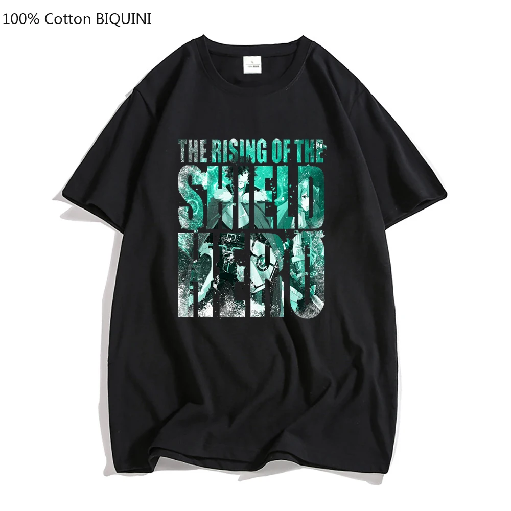 Футболка мужская с рисунком героев из аниме «Восхождение щита», 100% хлопок, короткий рукав, хип-хоп, Naofumi Iwatani, летняя