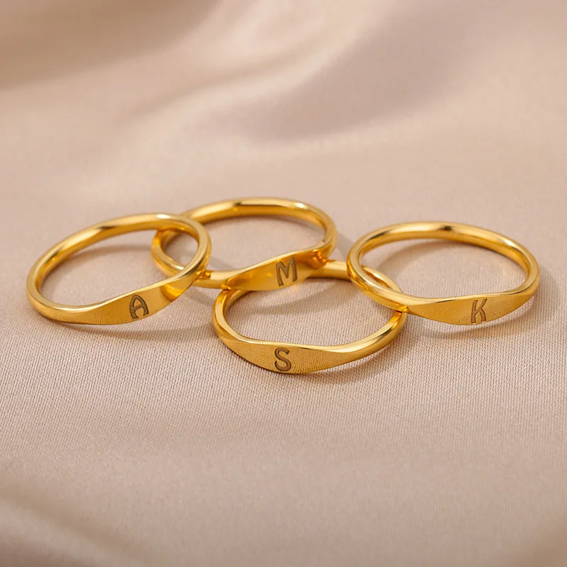 Stainless Steel Initial Letter Rings for Women Men Gold Color A M K S Alphabet Name Initials RingAesthetic Wedding Jewelry Gift
Stainless Steel Initial Letter Rings for Women Men Gold Color A M K S Alphabet Name Initials RingAesthetic Wedding Jewelry Gift