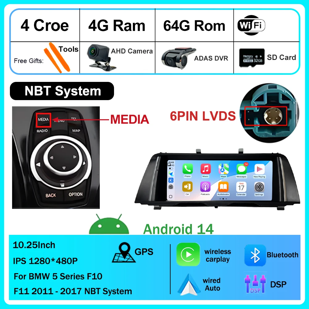 10,25-дюймовый Android 14 беспроводной Carplay для BMW 5 серии F10 F11 2011 2012 2013 2014 2015 2016 2017 CIC NBT автомобильный экран стерео GPS Navi авто радиоплеер BT
10,25-дюймовый Android 14 беспроводной Carplay для BMW 5 серии F10 F11 2011 2012 2013 2014 2015 2016 2017 CIC NBT автомобильный экран стерео GPS Navi авто радиоплеер BT