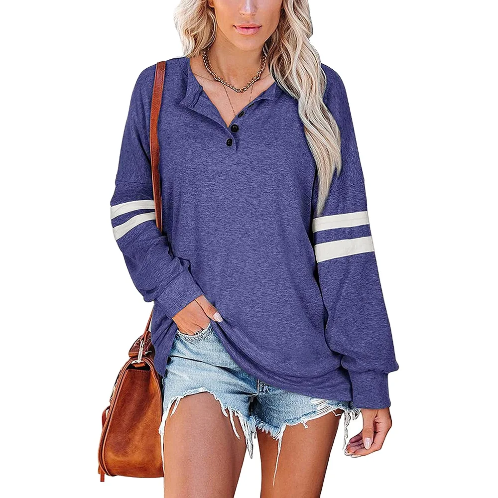 2021 Autumn/Winter New Women's Striped Button Long-sleeve V-neck T-shirt For Women
2021 Autumn/Winter New Women's Striped Button Long-sleeve V-neck T-shirt For Women
