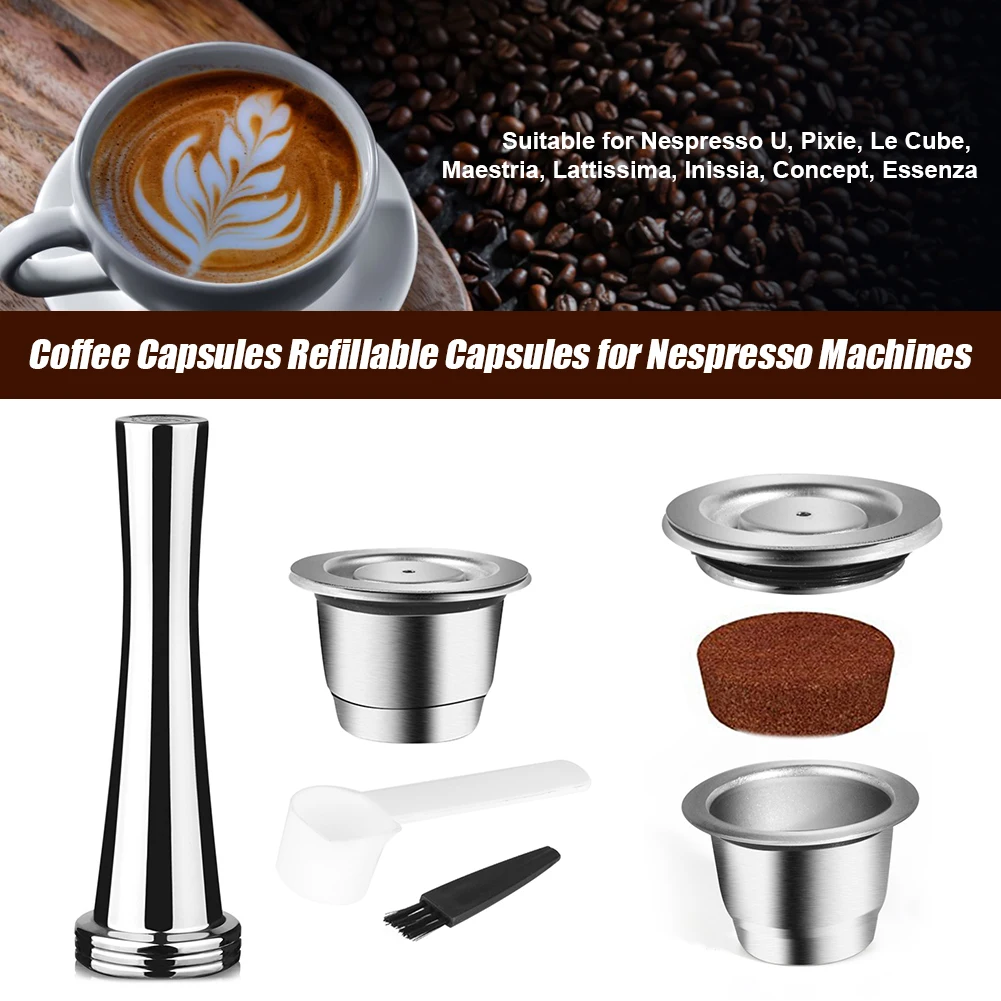 Coffee Capsules Refillable Filters Stainless Steel Espresso Capsules Coffee Pods Powder Press for Nespresso Machines Parts
Coffee Capsules Refillable Filters Stainless Steel Espresso Capsules Coffee Pods Powder Press for Nespresso Machines Parts
