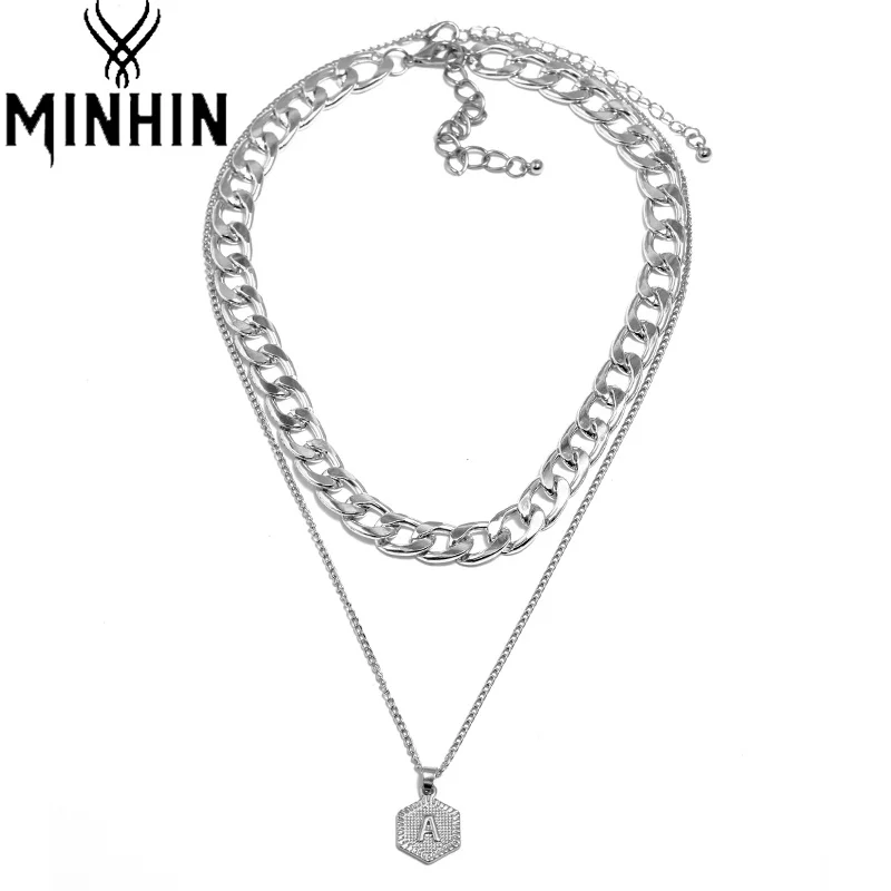 MINHIN 2pcs A-Z 26 Letters Silver Color Necklaces for Women Men Cuban Link Chain Adjustable Metal Choker Couple Party Jewelry
MINHIN 2pcs A-Z 26 Letters Silver Color Necklaces for Women Men Cuban Link Chain Adjustable Metal Choker Couple Party Jewelry