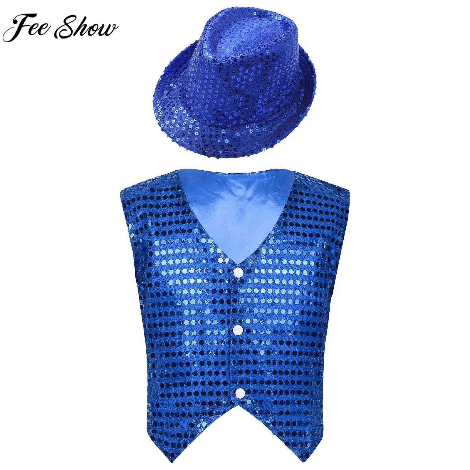 3-14Y Boys Jazz Tap Dance Performance Vest Shiny Sequin Waistcoat with Hat Christmas Festival Carnival Cosplay Party Costume
3-14Y Boys Jazz Tap Dance Performance Vest Shiny Sequin Waistcoat with Hat Christmas Festival Carnival Cosplay Party Costume
