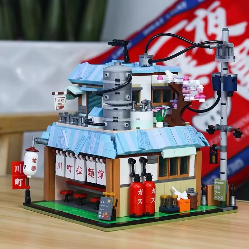 

MOC Narutos Anime Yile Ramen Shop Building Blocks City Streetview Ramen House Model Bricks Toys Set For Kid Christmas Gift