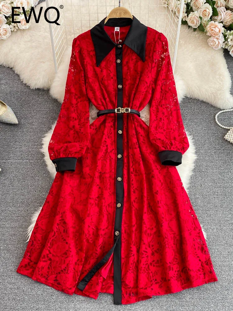 EWQ Sweet Style Single-breasted Lace Patchwork Lapel With Belt Contrast Color High Waist Women's Dress 2023 Summer New Dresses
EWQ Sweet Style Single-breasted Lace Patchwork Lapel With Belt Contrast Color High Waist Women's Dress 2023 Summer New Dresses