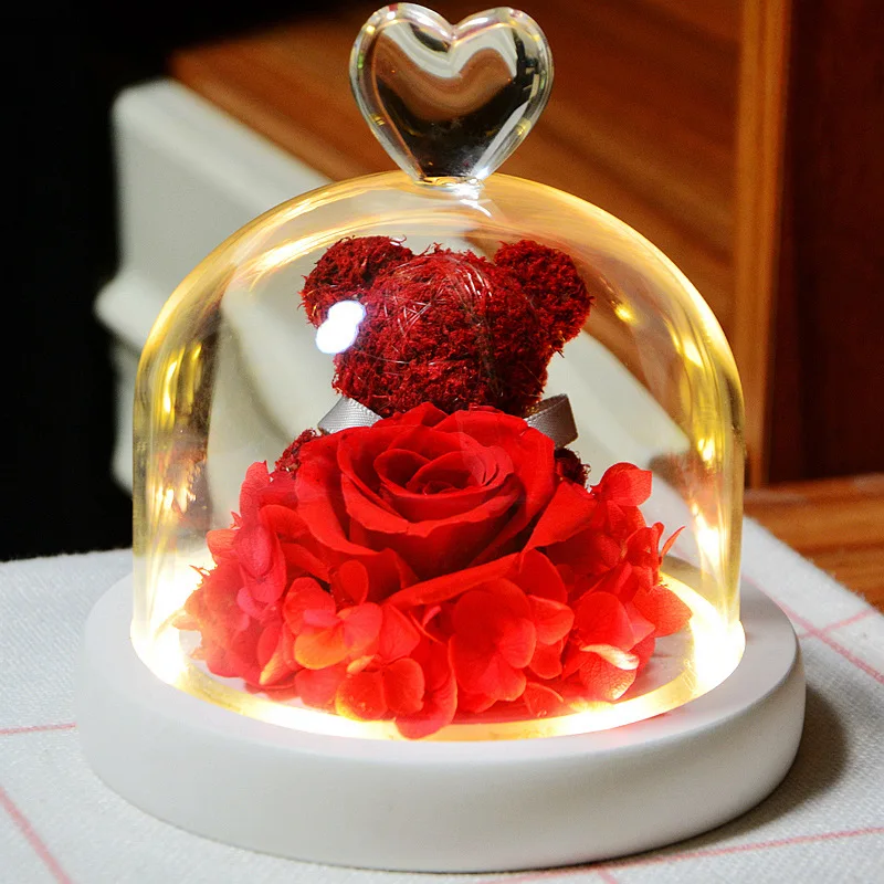 Valentine's Day Mother's Day Gift Natural Rose In Glass Dome With Light Beauty and The Beast Eternal Dried Flower For Wedding
Valentine's Day Mother's Day Gift Natural Rose In Glass Dome With Light Beauty and The Beast Eternal Dried Flower For Wedding