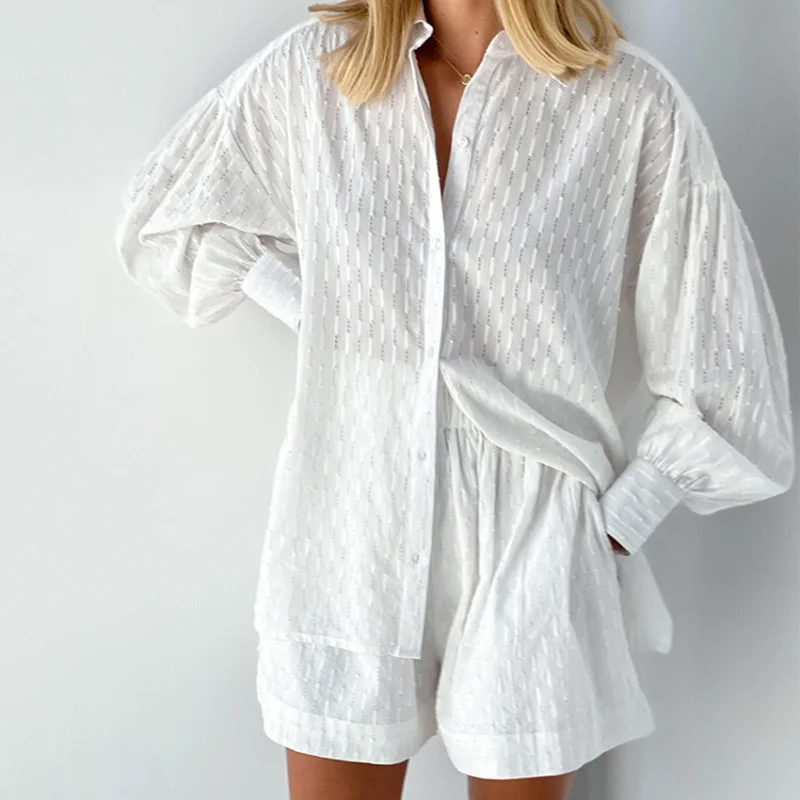 2 Piece Sets Womens Outfits Summer Vacation for Women 2023 White Conjuntos Cortos Short Sets Long Sleeves Shirts Ensemble Femme
2 Piece Sets Womens Outfits Summer Vacation for Women 2023 White Conjuntos Cortos Short Sets Long Sleeves Shirts Ensemble Femme