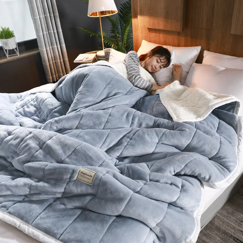 

Sofa Bedding Cover Bedsheet Home Bedspread Weighted Blanket Winter Warm Thicken Throw Blanket Soild Color Fluffy Plush Blankets