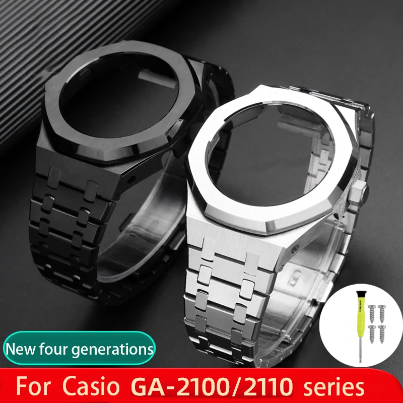 

AP Metal Case Bezel for Casio G Shock GA2100 Watchband Rubber strap for G-shock GA2110 GA-2100-1A GA-2100 Mens Watch Accessories