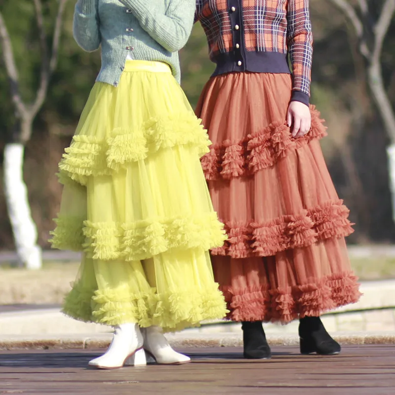 New layered autumn and winter irregular cake skirt 3 layer yarn long skirt fairy high waist thin skirt new winter 
New layered autumn and winter irregular cake skirt 3 layer yarn long skirt fairy high waist thin skirt new winter