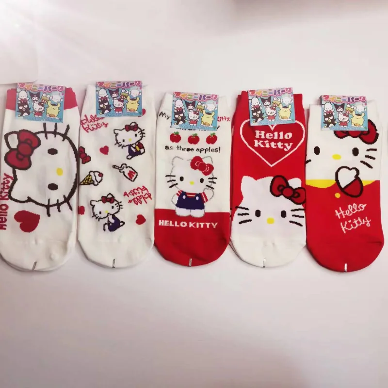 5PCS Sanrioed Hello Kitty Red Series Cotton Socks Cartoon Soft Cute Girl College Style Lolita Christmas New Year Mid-calf Socks
5PCS Sanrioed Hello Kitty Red Series Cotton Socks Cartoon Soft Cute Girl College Style Lolita Christmas New Year Mid-calf Socks