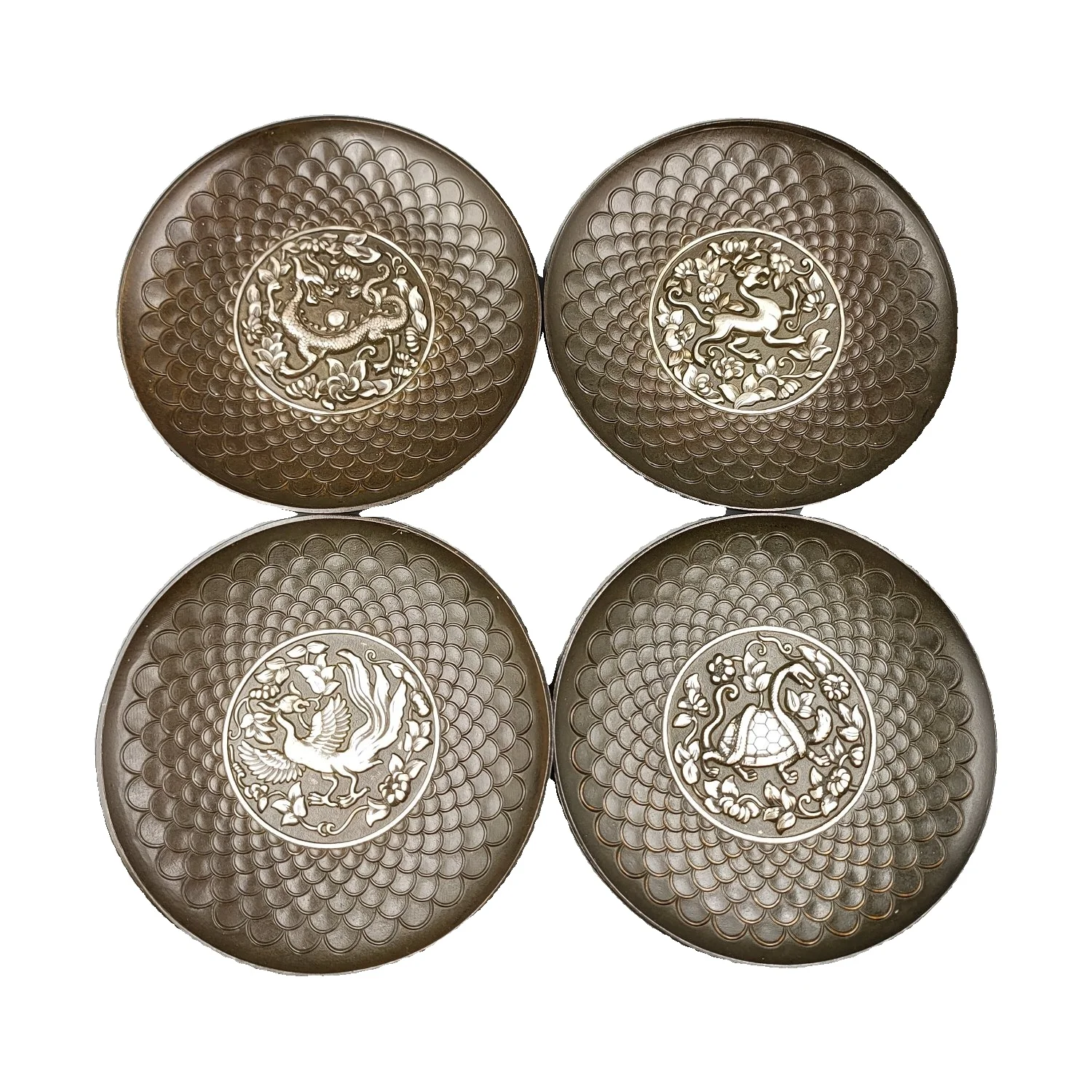 LAOJUNLU набор из четырех тарелок четырех диких животных в медной бронзе Традиционный китайский стиль антиквариат Изобразительное искусство 
LAOJUNLU набор из четырех тарелок четырех диких животных в медной бронзе Традиционный китайский стиль антиквариат Изобразительное искусство