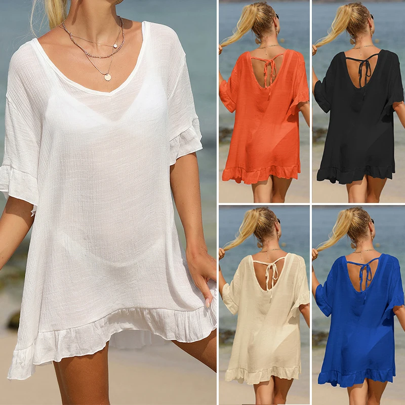 Beach Bath Exits Women 2023 Bikini Cover Up May Female Beaches New Pure Color Neck Shirt Solid Polyester Clothes Swimsuit Dress
Beach Bath Exits Women 2023 Bikini Cover Up May Female Beaches New Pure Color Neck Shirt Solid Polyester Clothes Swimsuit Dress