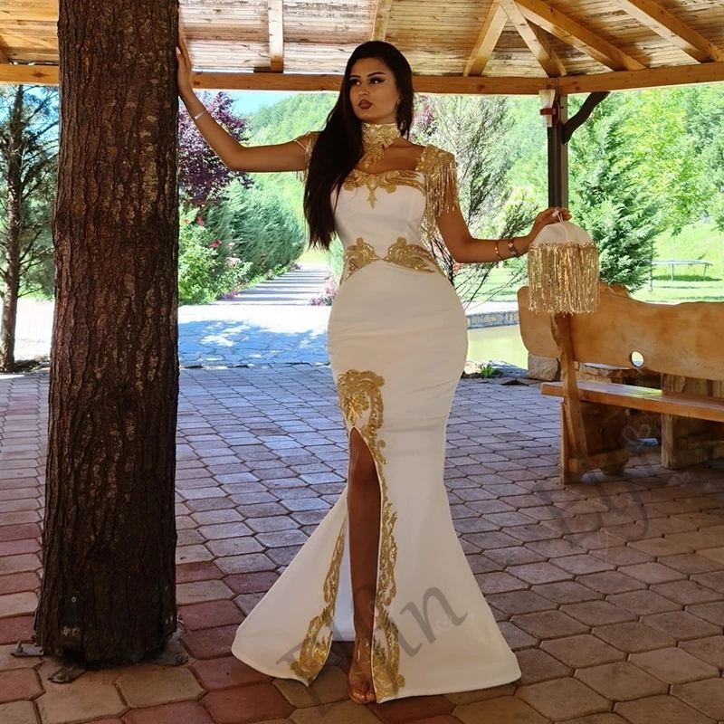 Elfin Satin Evening Dresses Appliques Tassel Sequin Robe De Soiree Mermaid Slit Tank Sleeveless Vestidos De Noche Saudi Arabia
Elfin Satin Evening Dresses Appliques Tassel Sequin Robe De Soiree Mermaid Slit Tank Sleeveless Vestidos De Noche Saudi Arabia