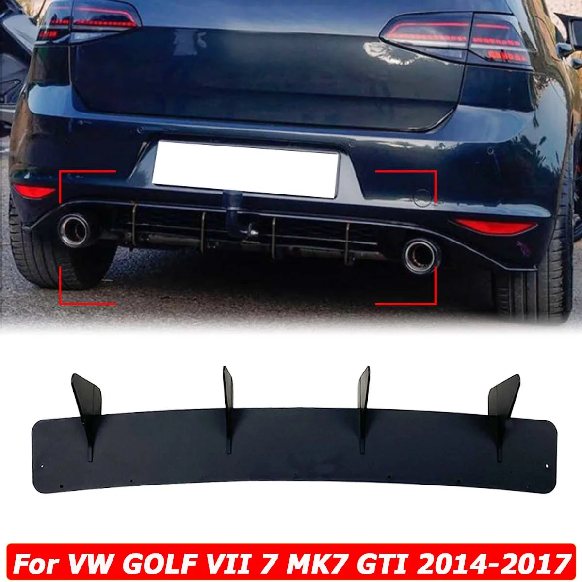

For Volkswagen VW GOLF VII 7 MK7 GTI 2014-2017 Rear Bumper Diffuser Splitter Valance Spoiler Lip Body Kit Car Accessories
