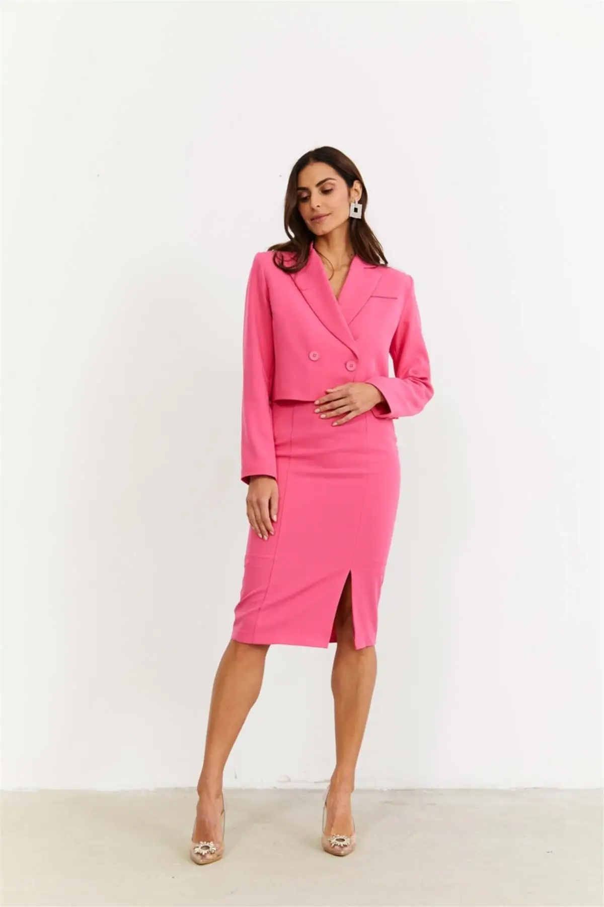 Women's Skirt Slit Detailed Pencil Pink Skirt Summer Cute Style Empire Slim Folds Above Knee Sexy Mini Skirts
Women's Skirt Slit Detailed Pencil Pink Skirt Summer Cute Style Empire Slim Folds Above Knee Sexy Mini Skirts