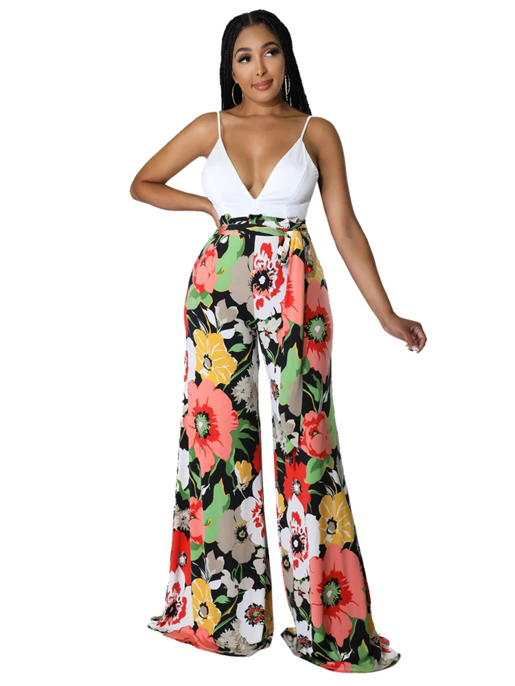 Wide Leg Pants Jumpsuit Women Backless Spaghetti Strap Rompers Summer New Floral Print Patchwork High Waist Sexy Jumpsuits 2022
Wide Leg Pants Jumpsuit Women Backless Spaghetti Strap Rompers Summer New Floral Print Patchwork High Waist Sexy Jumpsuits 2022