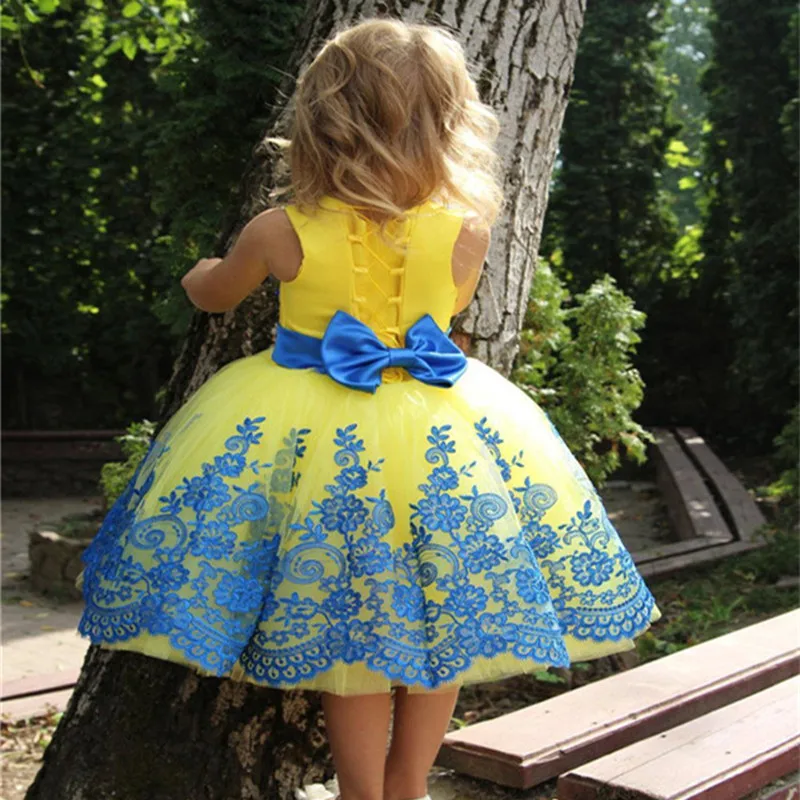 Formal Short Mini Lolita Kids Beautiful Yellow Flower Girl Dress with Blue Lace Appliques Belt New Coming Sweet Pageant Gowns
Formal Short Mini Lolita Kids Beautiful Yellow Flower Girl Dress with Blue Lace Appliques Belt New Coming Sweet Pageant Gowns
