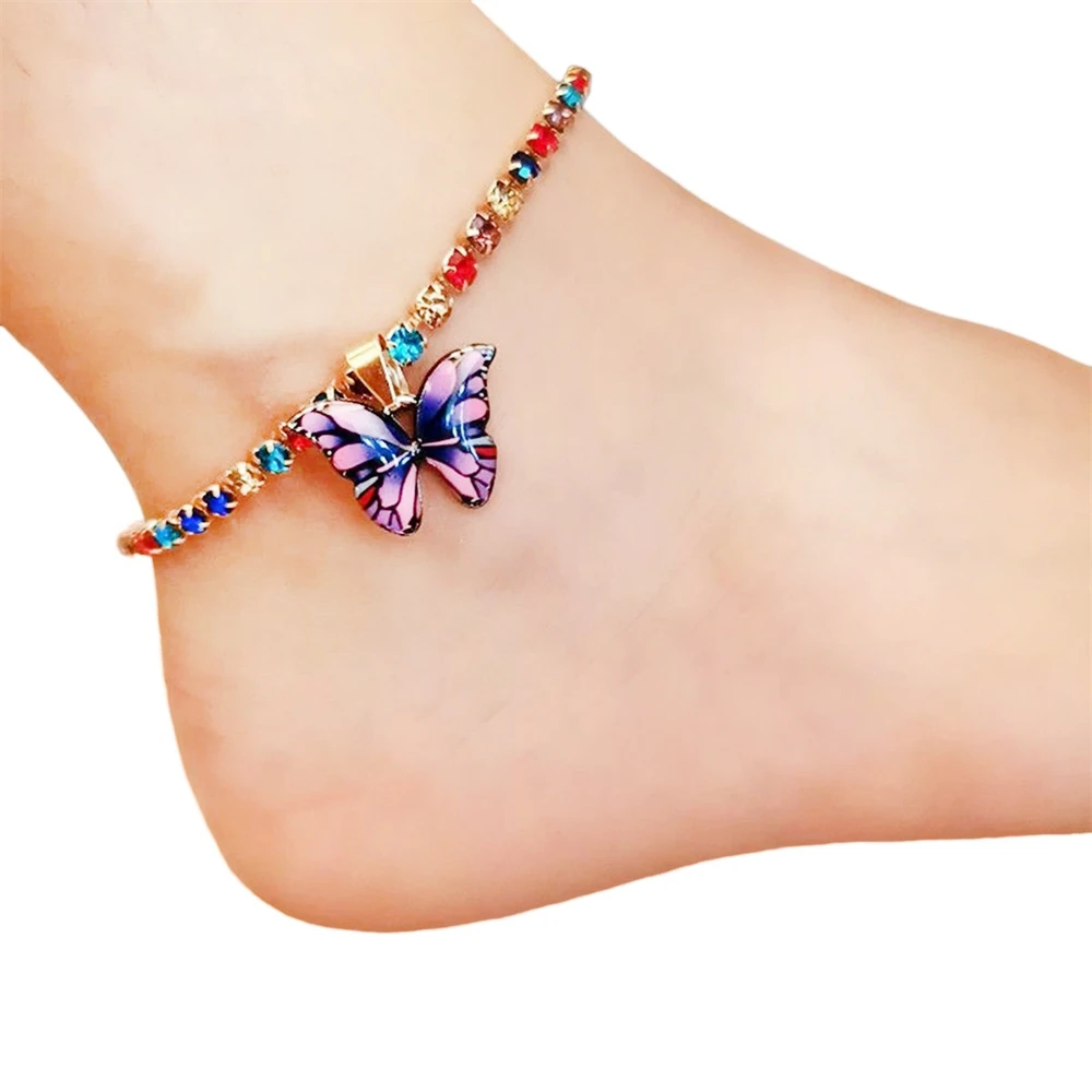 Cute Rhinestone Butterfly Charms Anklet For Women Girls Sparky Boho Crystal Tennis Chain Foot Jewelry Beach Accessories
Cute Rhinestone Butterfly Charms Anklet For Women Girls Sparky Boho Crystal Tennis Chain Foot Jewelry Beach Accessories